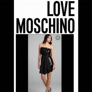 MOSCHINO LOVE Black silk sequin pleated mini dress size 4